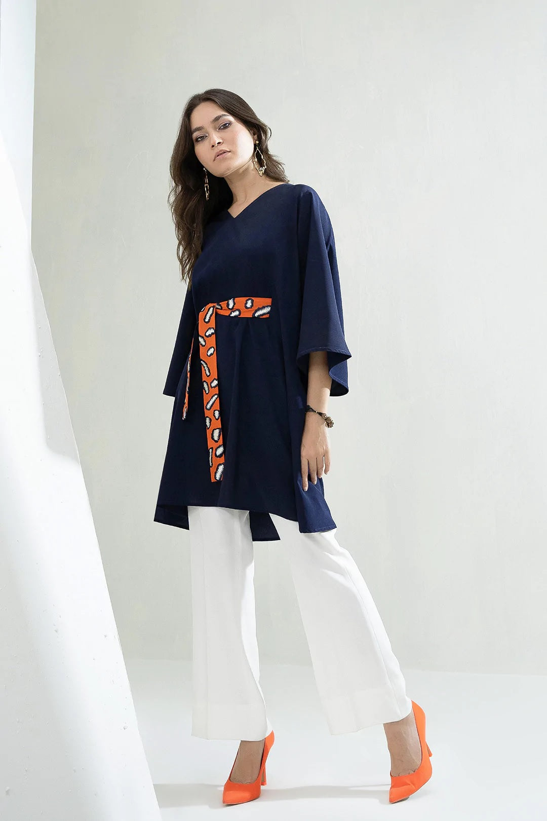 Navy Blue Rayon Top With Pant